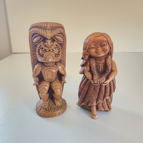 Vintage Hawaii Wood & Resin Ku Tiki Bar Accessories Statue Keiki Hapa Girl 60s - Picture 1 of 8